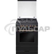 Плита газовая Hansa FCGA62109 черный, конфорок 4 шт, духовка 58 л, 60 см x 85 см x 60 см