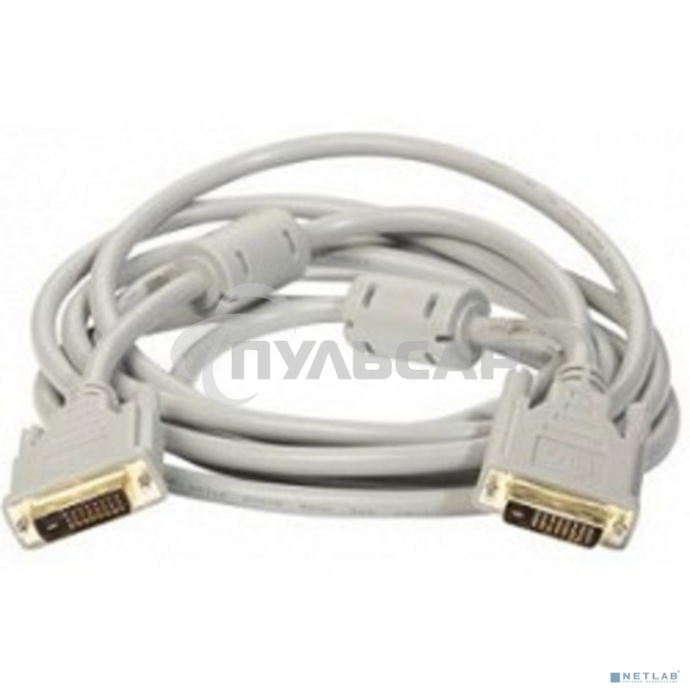 Кабель DVI dual link (25M-25M) 1.8м ExeGate, 2 фильтра, позолоченные контакты