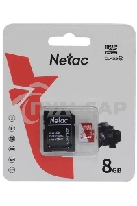 Флеш карта Netac P500 ECO MicroSDHC 8Gb C10 NT02P500ECO-008G-R, с адаптером