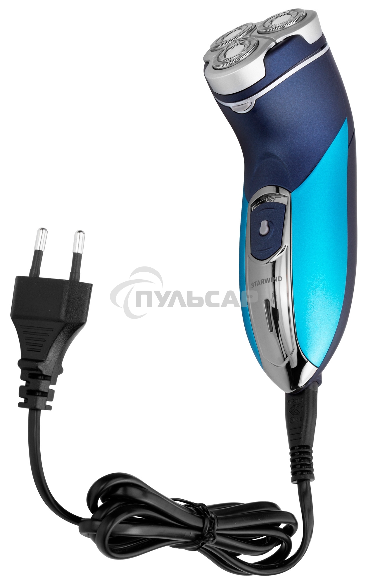 Электробритва роторная Starwind SSH 1525 реж.эл.:3 питан.:аккум. голубой/черный
