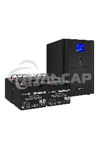 Комплект ИБП EX295990RUS + батарея 33Aч EX282974RUS 4шт (инвертор, синус, для котла) ExeGate SineTower SZ-3000.LCD.AVR.3SH.1C13.RJ.USB <3000VA/2400W, чистый синусоида, LCD дисплей, AVR, 3*Schuko+1*C13, RJ45/11, USB, линейно-интерактивный, черный> + батаре