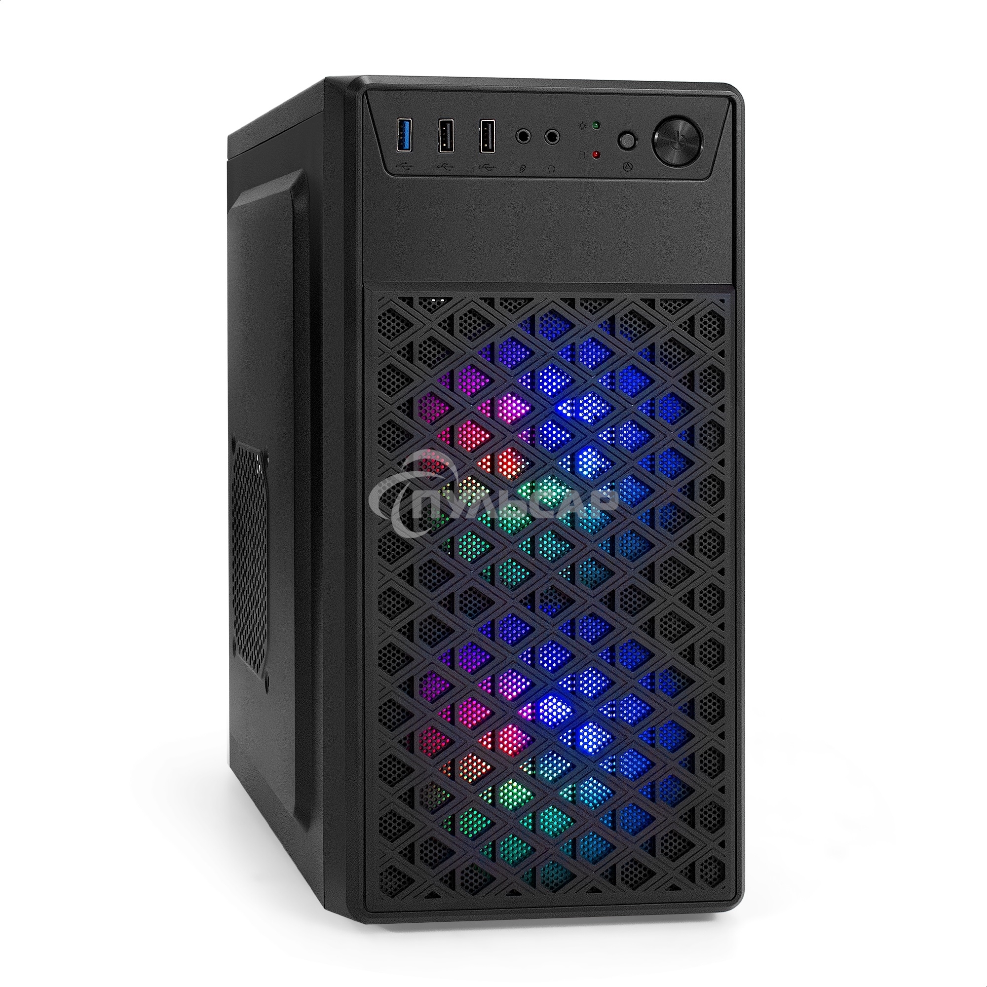 Компьютерный корпус Minitower ExeGate mEVO-7803-XP500 (mATX, БП XP500 с вент. 12см, 2*USB+1*USB 3.0, HD аудио, черный, 2 вент. 12см с RGb подсветкой)