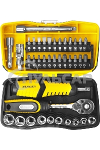 Биты и торцовые головки с трещоткой и воротком 39шт STAYER PROFI 25135-H39