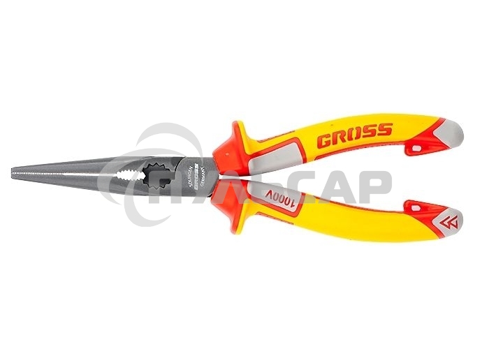 Утконосы GROSS 17177длинногубцы диэлектрические рукоятки до 1000в трехкомпонентные рукоятки 205мм