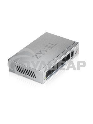 Коммутатор Zyxel GS1005HP Switch PoE +, 5xGE (4xPoE +), desktop, metal, silent, PoE budget 60 W