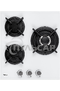 Газовая варочная панель Weissgauff HGG 451 WGh, закаленное стекло, электроподжиг, газ-контроль, чугунные решетки, подставка WOK, белая