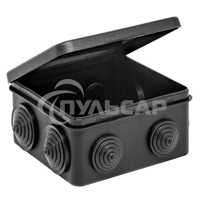 Коробка распределительная ОП 100х100х50мм (откид. крышка)УХЛ1 IP54 черный Ruvinil 67045Ч