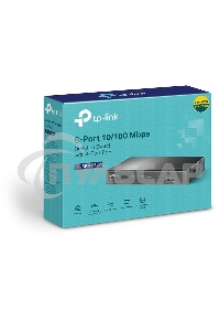Коммутатор TP-Link 8-Port 10/100Mbps Unmanaged Switch with 4-Port PoE, metal case, desktop mount, PoE budget 41W.