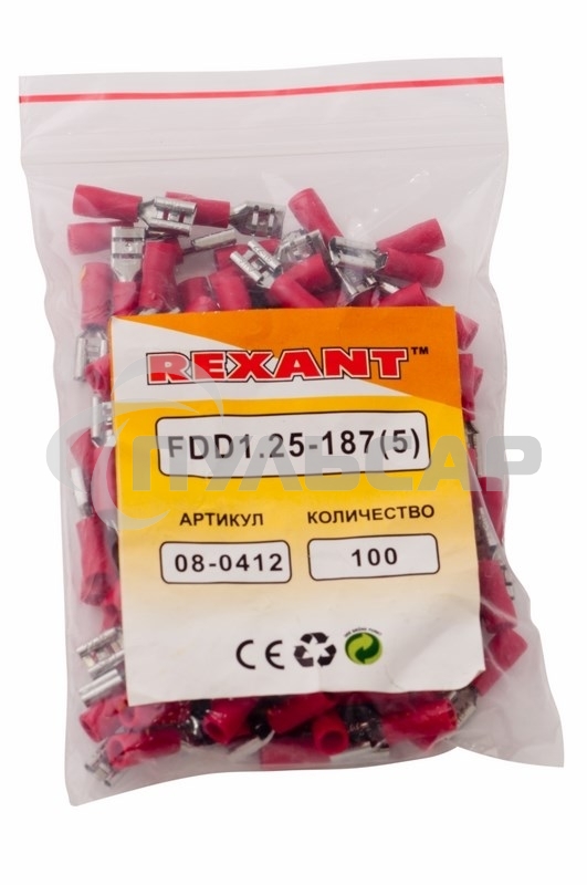 Клемма плоская изолированная гнездо 5.6 мм 0.5-1.5 мм² (РПи-м 1.5-(4.8)/РПИм 1,25-5) Rexant