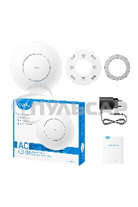 Точка доступа CUDY AC1200 Dual Band Gigabit Ceiling Mount Access Point, MT7621DAN+MT7613B+MT7603E, 867Mbps at 5GHz + 300Mbps at 2.4GHz, 1 x GbE RJ45 Port, Support 12V DC or 802.3af PoE or Passive PoE, Internal Antennas, 48V passive PoE adapter included, C
