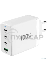 Зарядное устройство Cablexpert MP3A-PC-66 100Вт GaN, 5A, QC5.0/PD, 3xType-C, 1xUSB, белый, коробка