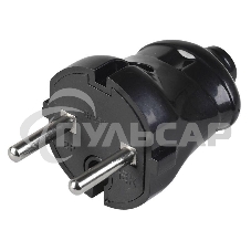 Вилка прямая ВПп20-02-Ст разборная без заземл. контакта 6А черный ИЭК EVP20-06-01-K02