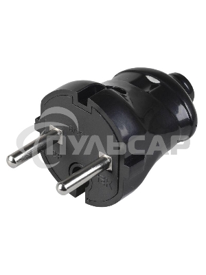 Вилка прямая ВПп20-02-Ст разборная без заземл. контакта 6А черный ИЭК EVP20-06-01-K02