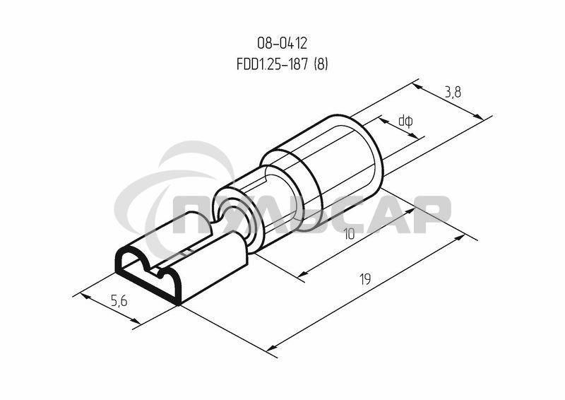 Клемма плоская изолированная гнездо 5.6 мм 0.5-1.5 мм² (РПи-м 1.5-(4.8)/РПИм 1,25-5) Rexant