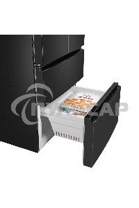 Холодильник Maunfeld MFF180NFBE01 черный трехкамерный 224/113л морозилка снизу, No Frost