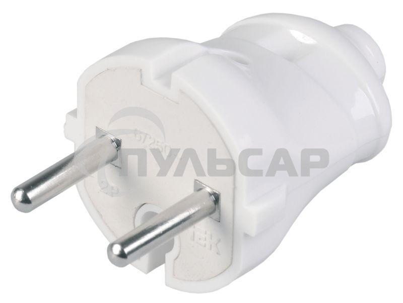 Вилка прямая ВПп20-01-Ст разборная без заземл. контакта 6А бел. ИЭК EVP20-06-01-K01