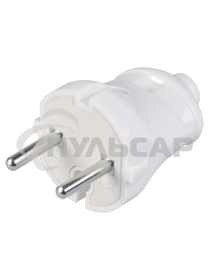 Вилка прямая ВПп20-01-Ст разборная без заземл. контакта 6А бел. ИЭК EVP20-06-01-K01