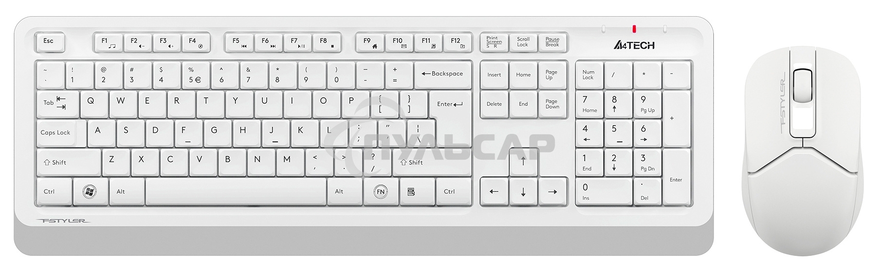 Комплект клавиатура + мышь A4Tech Fstyler FG1012 клав:белый мышь:белый USB беспроводная Multimedia