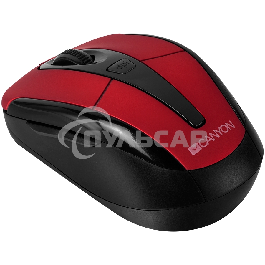 Мышь беспроводная Canyon MSO-W6 красный, 1600 dpi, радиоканал, USB, кнопки - 6
