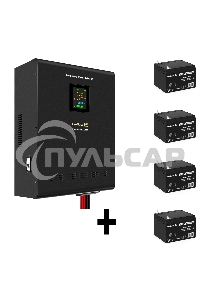 Комплект Источник бесперебойного питания EX296005RUS + батарея 26Aч EX282970RUS 4шт (инвертор, синус, для котла, настенный) ExeGate FineSine SX-7000.LCD.AVR.2SH.T 7000VA/5000W, чистая синусоида, цветной LCD-дисплей, AVR, 2*Schuko+клеммы, линейно-интеракти