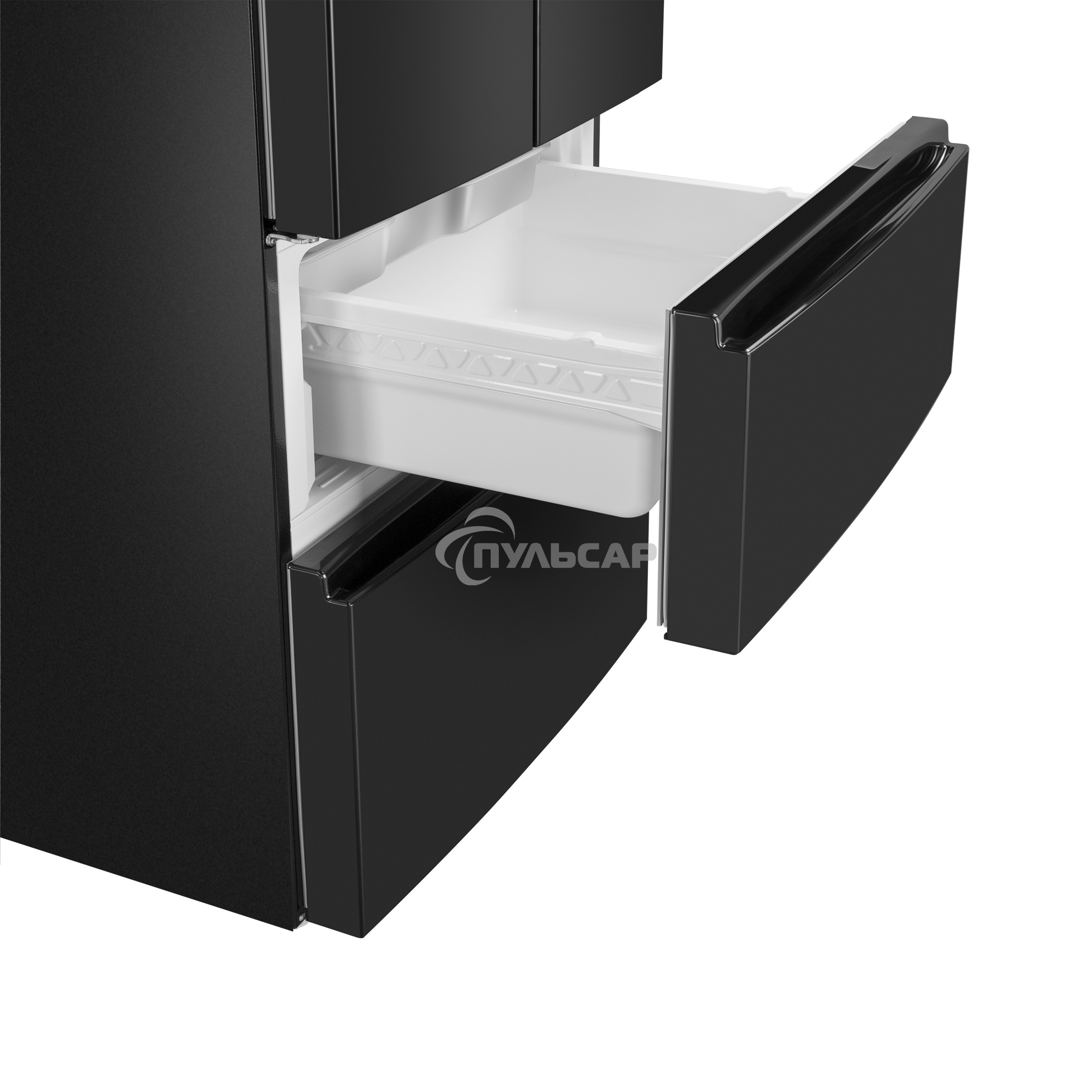 Холодильник Maunfeld MFF180NFBE01 черный трехкамерный 224/113л морозилка снизу, No Frost