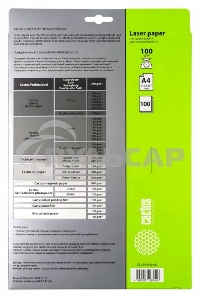Фотобумага Cactus CS-LPA4100100 A4/100г/м2/100л./белый глянцевое для лазерной печати