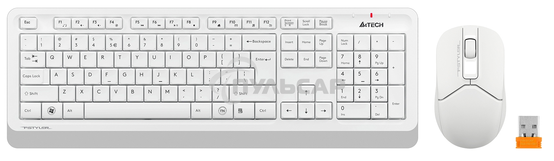Комплект клавиатура + мышь A4Tech Fstyler FG1012 клав:белый мышь:белый USB беспроводная Multimedia