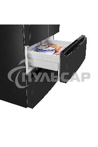 Холодильник Maunfeld MFF180NFBE01 черный трехкамерный 224/113л морозилка снизу, No Frost