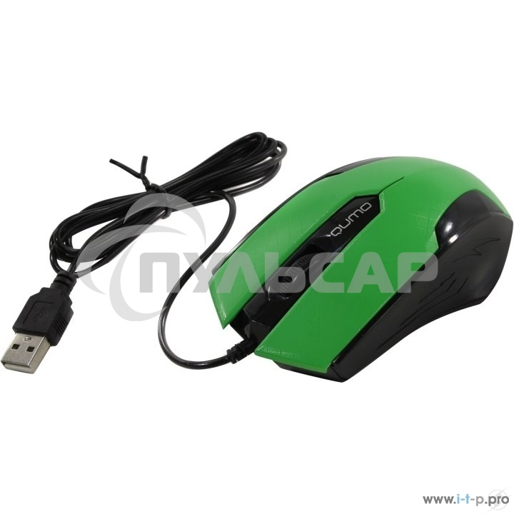 Мышь проводная Qumo Office M14 зеленый, 1000 dpi, USB, кнопки - 3