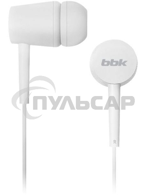 Наушники вкладыши BBK EP-1002S 1.2м белый проводные (в ушной раковине)
