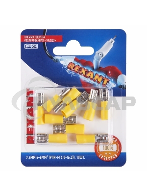 Клемма плоская Rexant, изолированная гнездо - 7.4 мм, 4-6 мм², (РПи-м 6.0-(6.3) / РПИм 5,5-6-0,5 / FDD5.5-250), в упак. 10 шт.