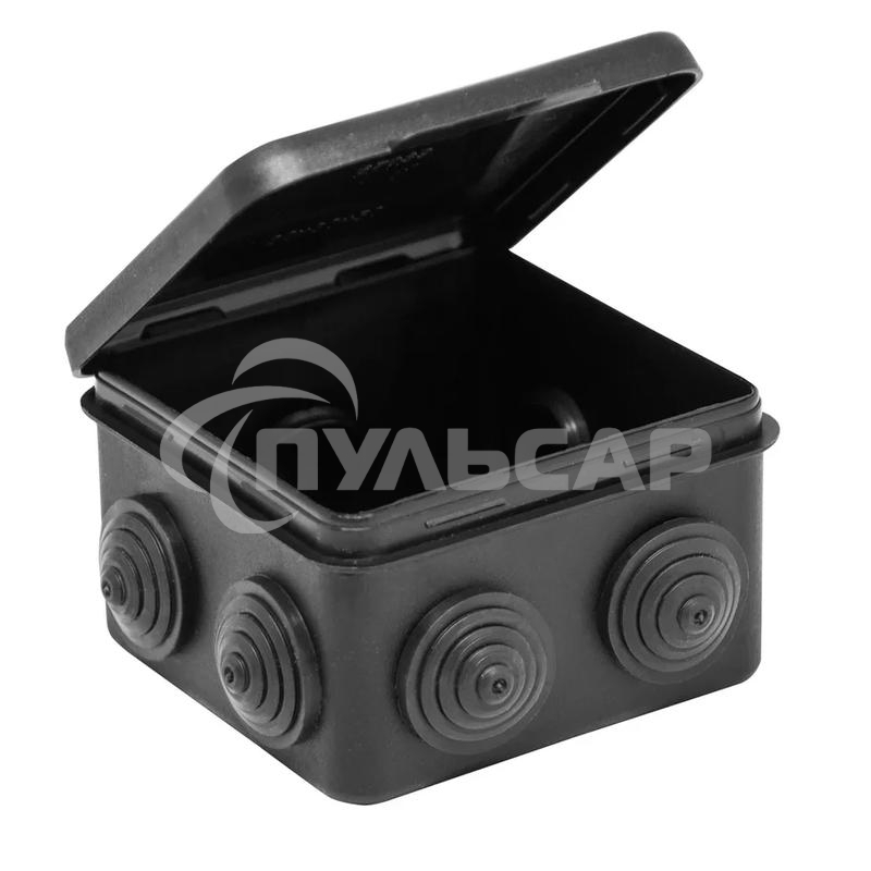 Коробка распределительная ОП 80х80х50мм (откид. крышка)УХЛ1 IP54 черный Ruvinil 67040МЧ