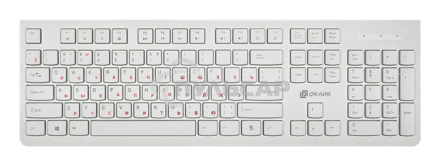 Клавиатура проводная Oklick 505M белый USB slim