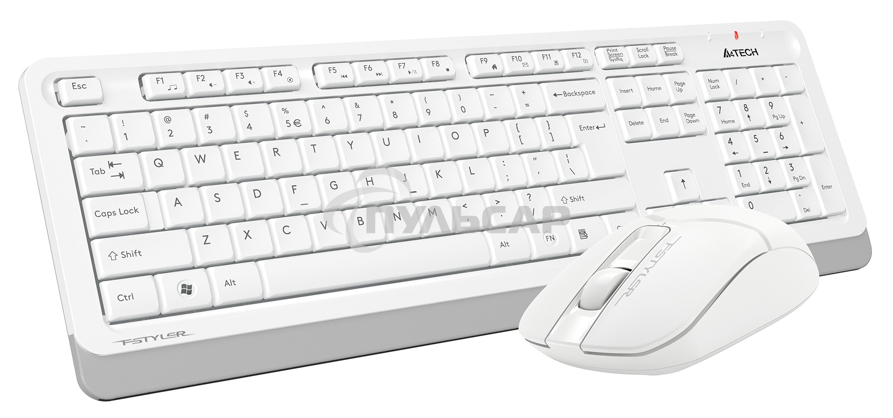 Комплект клавиатура + мышь A4Tech Fstyler FG1012 клав:белый мышь:белый USB беспроводная Multimedia