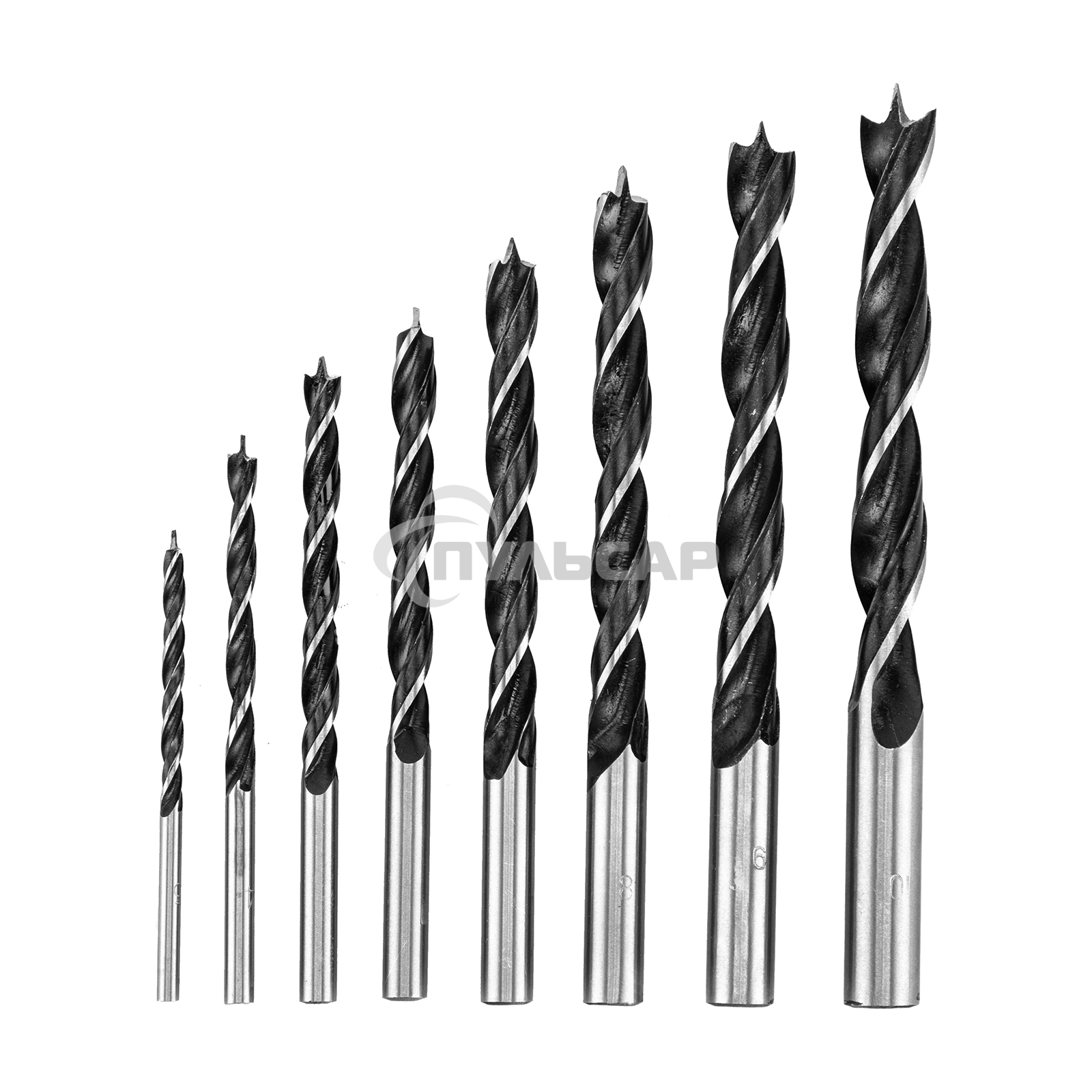 Набор сверл по дереву SPARTA,3-4-5-6-7-8-9-10 мм,8 шт. цилиндрический хвостовик 702125