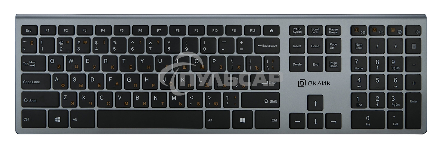 Клавиатура беспроводная Oklick 890S серый USB slim