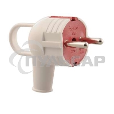 Вилка электрич. с ручкой с заземл. бел/красн. Lezard 715-0201-602