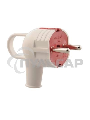 Вилка электрич. с ручкой с заземл. бел/красн. Lezard 715-0201-602