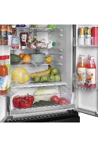 Холодильник Maunfeld MFF180NFBE01 черный трехкамерный 224/113л морозилка снизу, No Frost