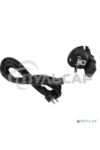 Кабель питания ExeGate Power PC-5P (Евровилка Schuko->С13) VDE-250V-3*0.75-CU, 10A, черный, 5м