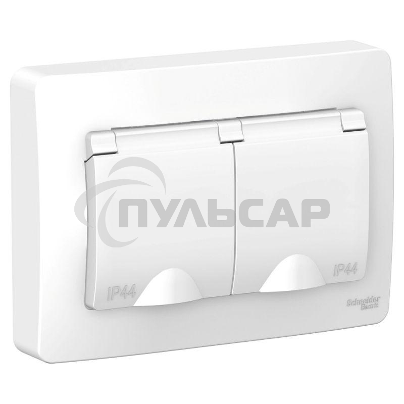 Розетка 2-м СП BLANCA 16А 250В с защ. крышкой защ. шторки с заземл. IP44 бел. SchE BLNRS441121