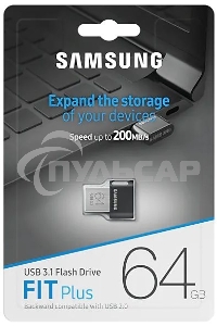 Флешка USB 64 Gb Samsung FIT Plus, USB 3.1, 300 Mb/s