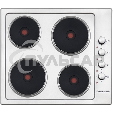 Электрическая варочная панель Maunfeld EEHS.64.4S/ • Тип: электрическая 60см• Тип установки: независимая • Управление: боковое, переключатели поворотные • Нагревательный элемент: конфорка электрическая, 4шт • Мощность конфорок, Вт.: 1500,1500, 1500, 1500 
