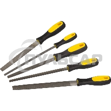 Набор STAYER: Напильники с двухкомпонентной рукояткой,плоский,полукруглый,трехгранный,квадратный,круглый,№2,200мм (1682-20-H5_z01)