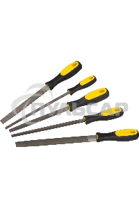 Набор STAYER: Напильники с двухкомпонентной рукояткой,плоский,полукруглый,трехгранный,квадратный,круглый,№2,200мм (1682-20-H5_z01)