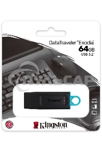 Флешка USB Kingston 64 Gb USB 3.2 Gen 1 DataTraveler Exodia черный/бирюзовый