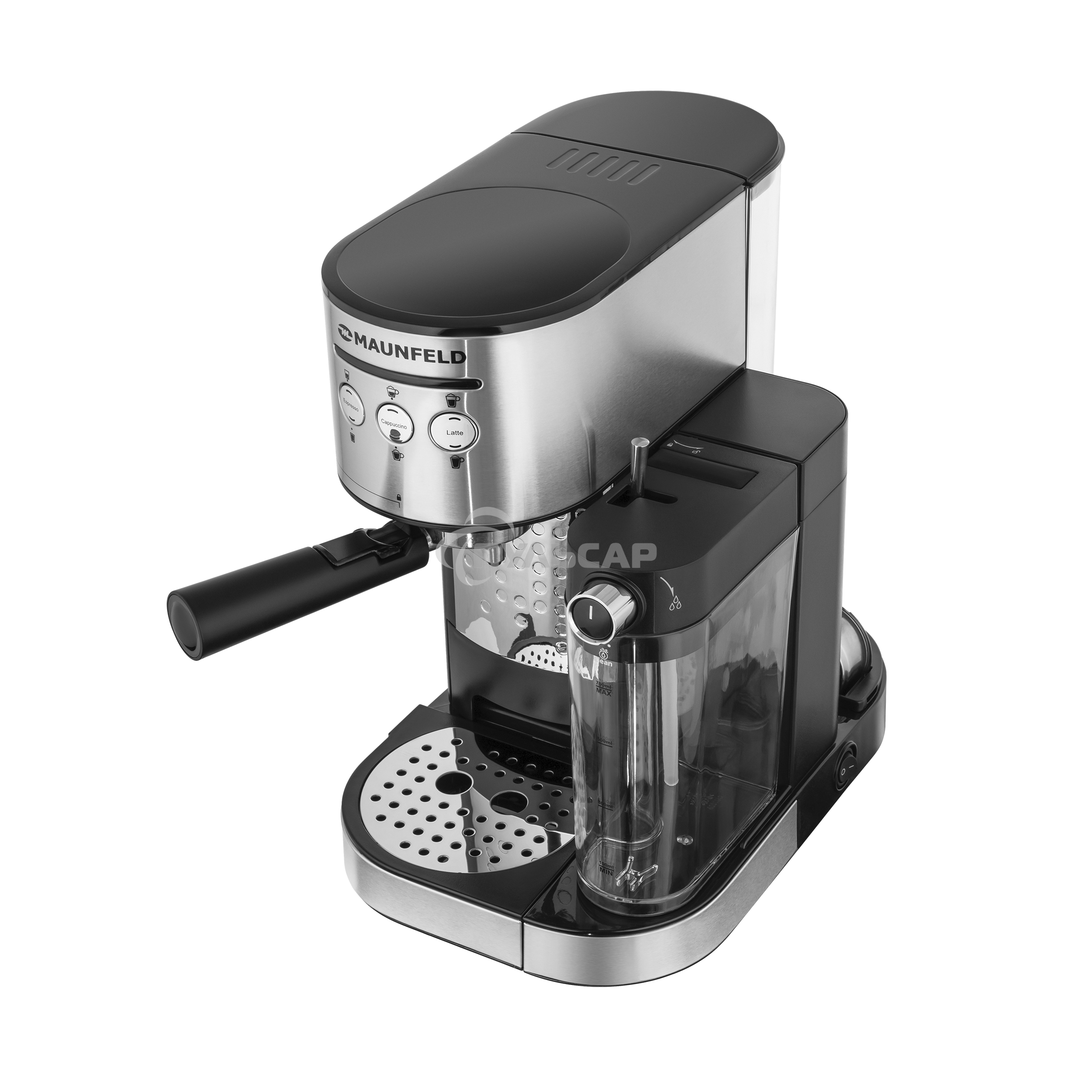 Кофеварка рожковая Maunfeld MF-720S PRO нержавеющая сталь, исп. кофе - молотый/чалды, 1.2 л, 1470 Вт, 15 бар