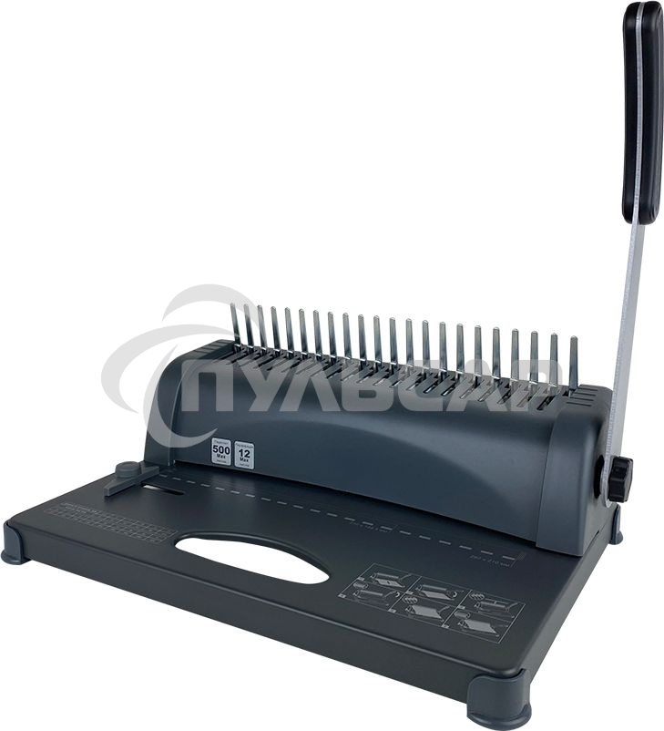 Переплетчик ГЕЛЕОС БП-12 на пластиковую пружину, А4, ручная перфорация 12 листов, переплет макс до 500 л., глубина перфорации 3,5-5,5 мм