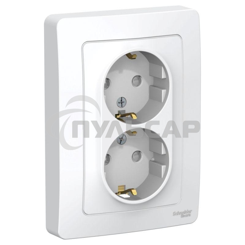 Розетка 2-м СП BLANCA 16А 250В защ. шторки с заземл. бел. SchE BLNRS001121