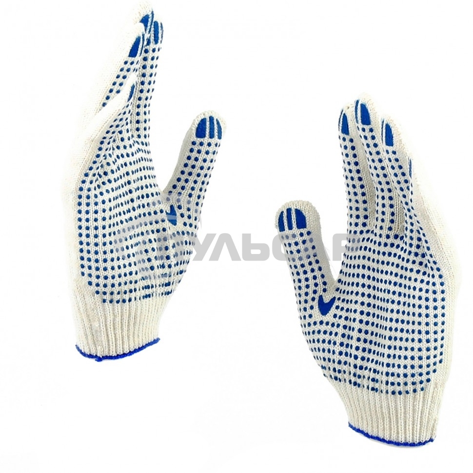 Перчатки трикотажные, с ПВХ точкой, 10 класс, стикер Россия